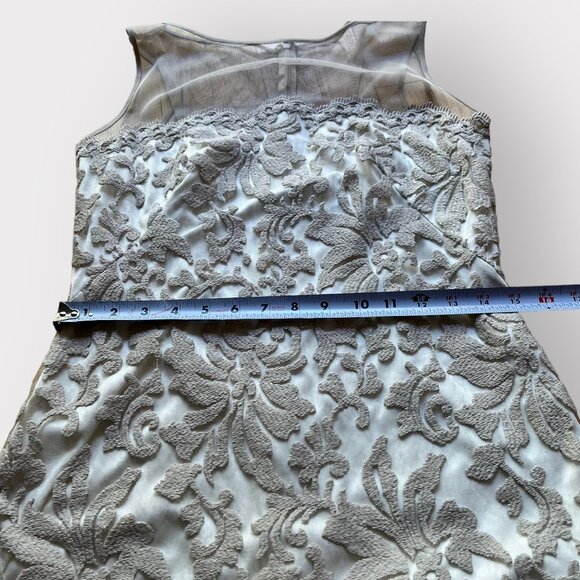 Tadashi Shoji Size 10 Illusion Yoke Embroidered Sleeveless Lace Bridal Gown - Picture 6 of 14